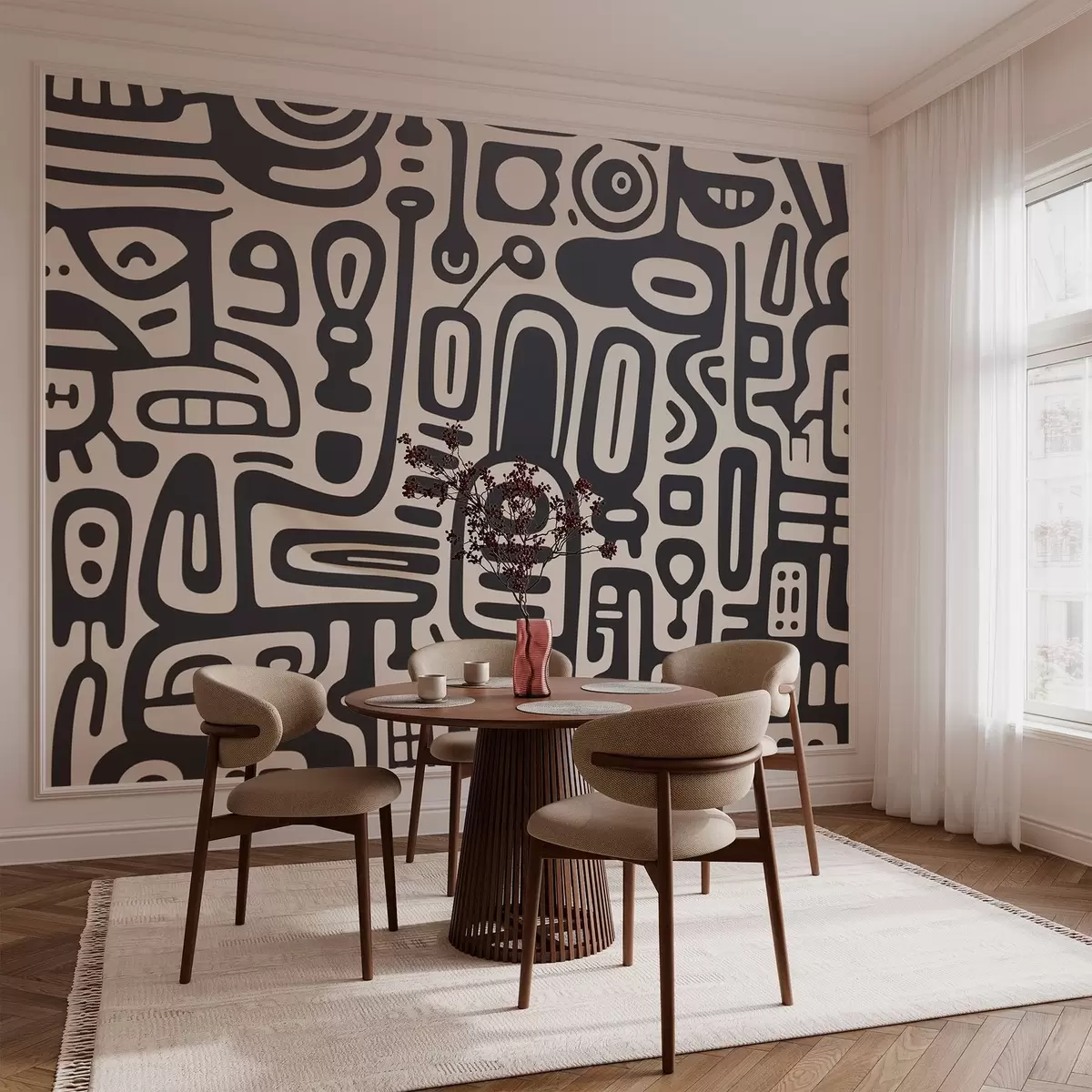 Fototapet Šedé graffiti na béžovém pozadí w03834