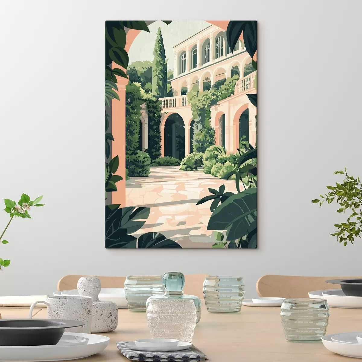 Obraz Středomořská architektura, tropická příroda, bytový styl, vila se zahradou Č. s44150