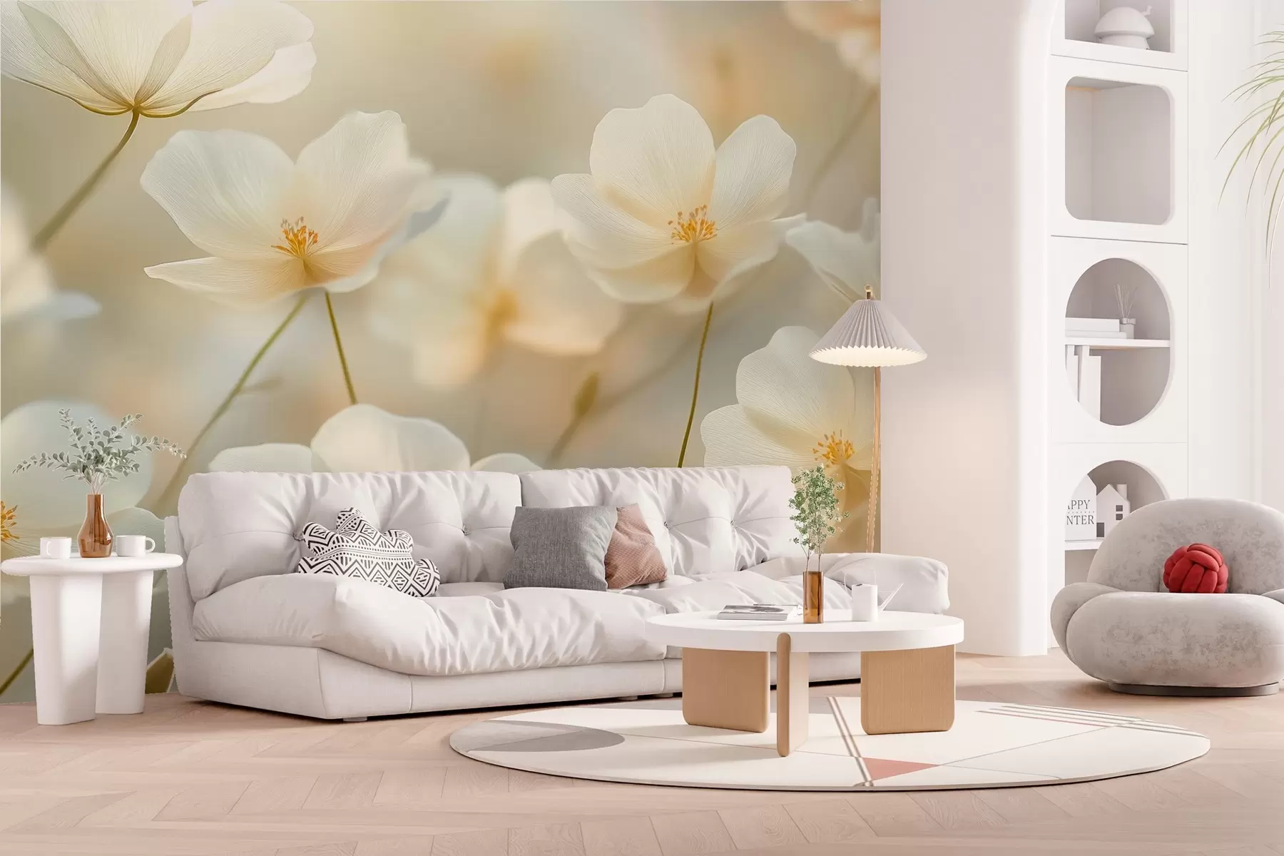 Fototapet ranní bílé květy w03766