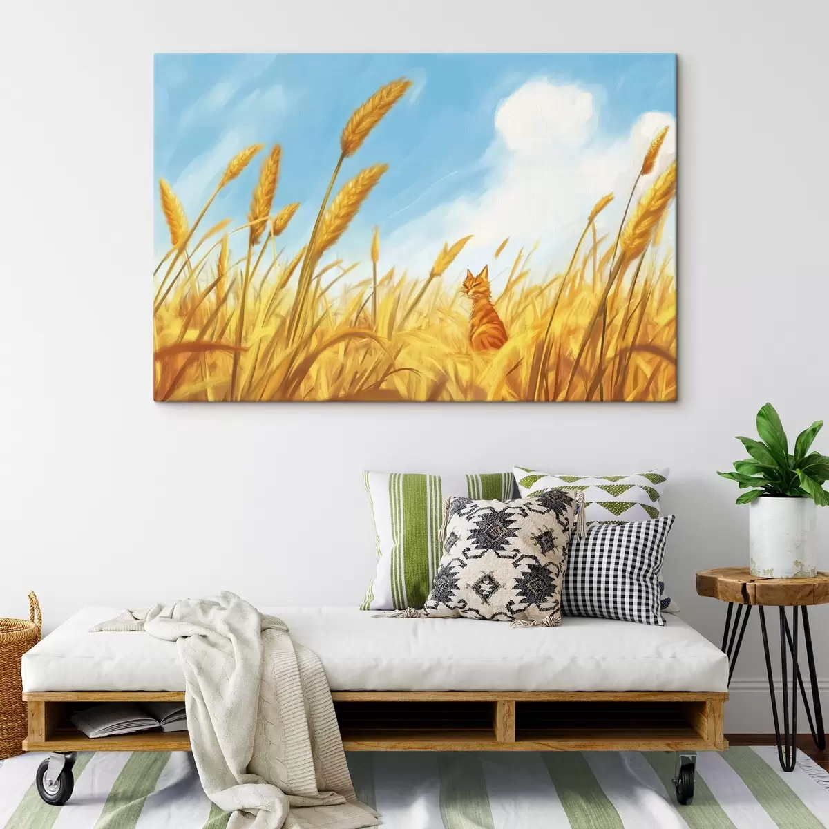 Obraz Kočka na poli s klasy pšenice Č. s44211