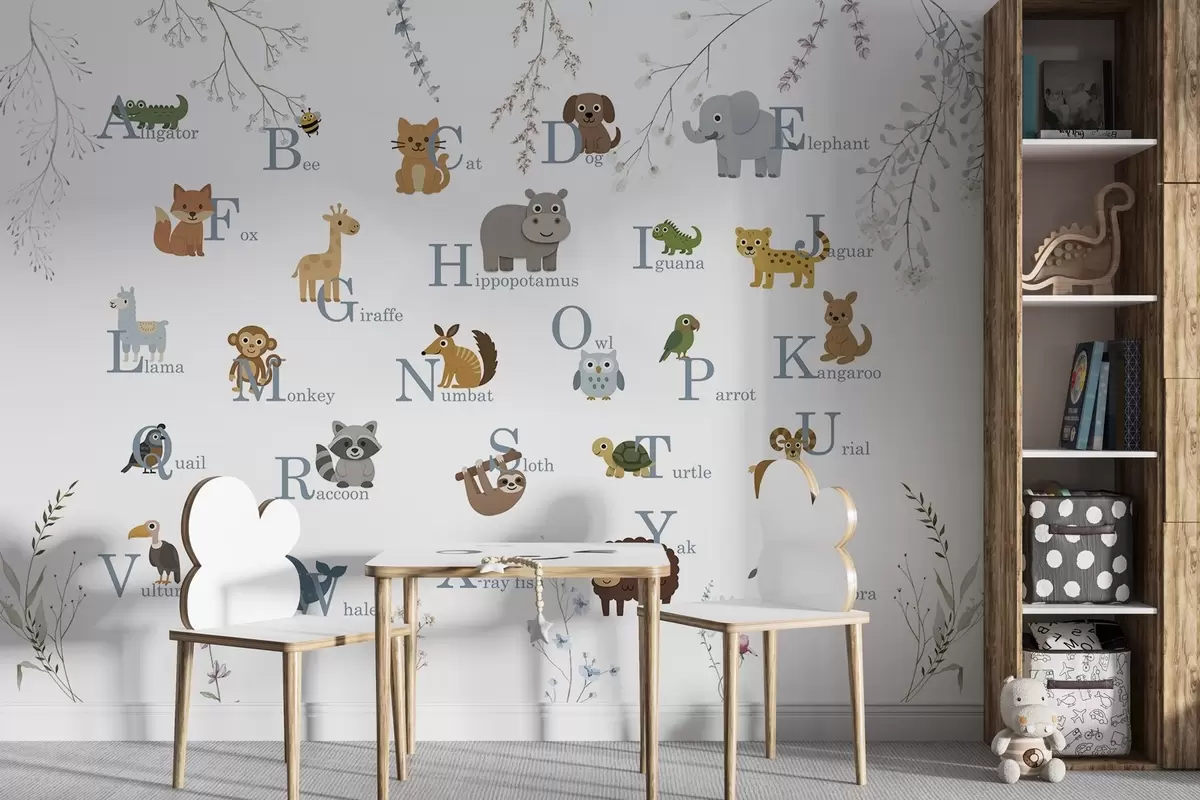 Fototapet Minimalistická abeceda s modrými písmeny w03808