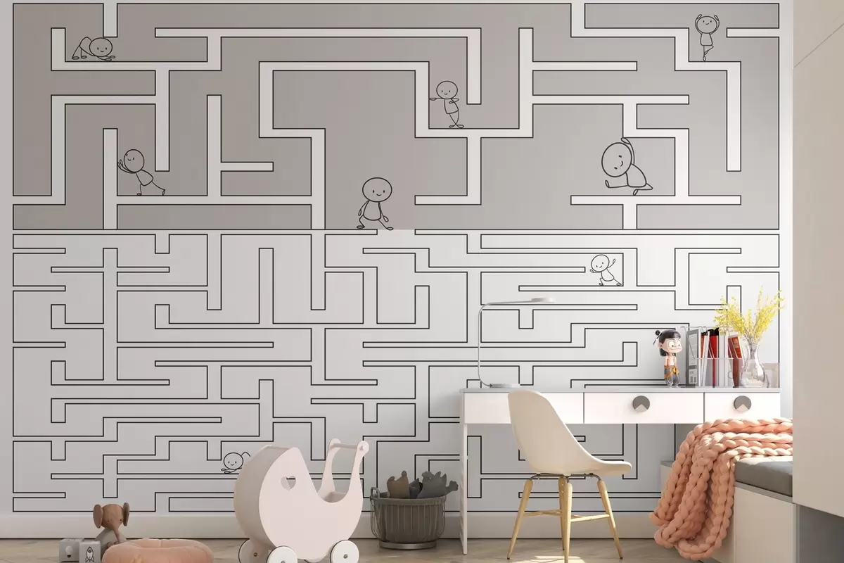 Fototapet Labyrint ve světle šedé a bílé barvě w03873v5