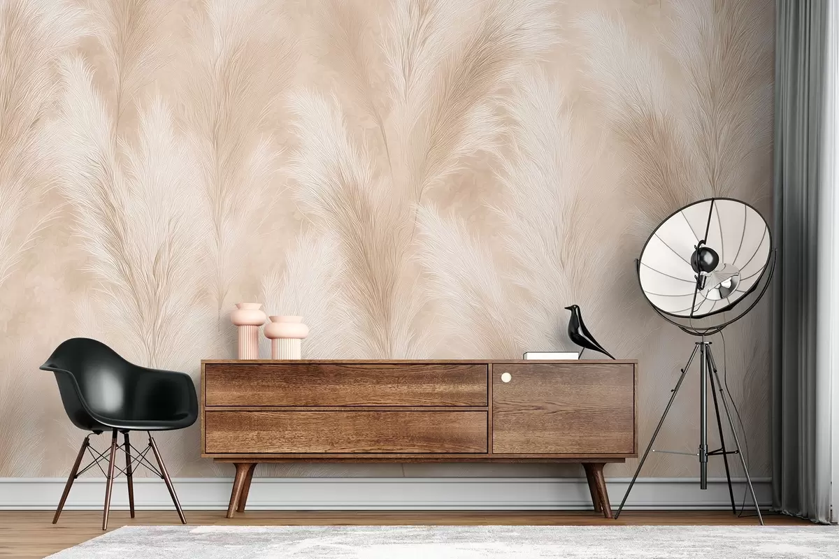 Fototapet Tráva pampas v béžových a růžových odstínech w09077