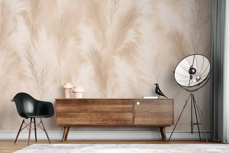 Fototapet Tráva pampas v béžových a růžových odstínech w09077