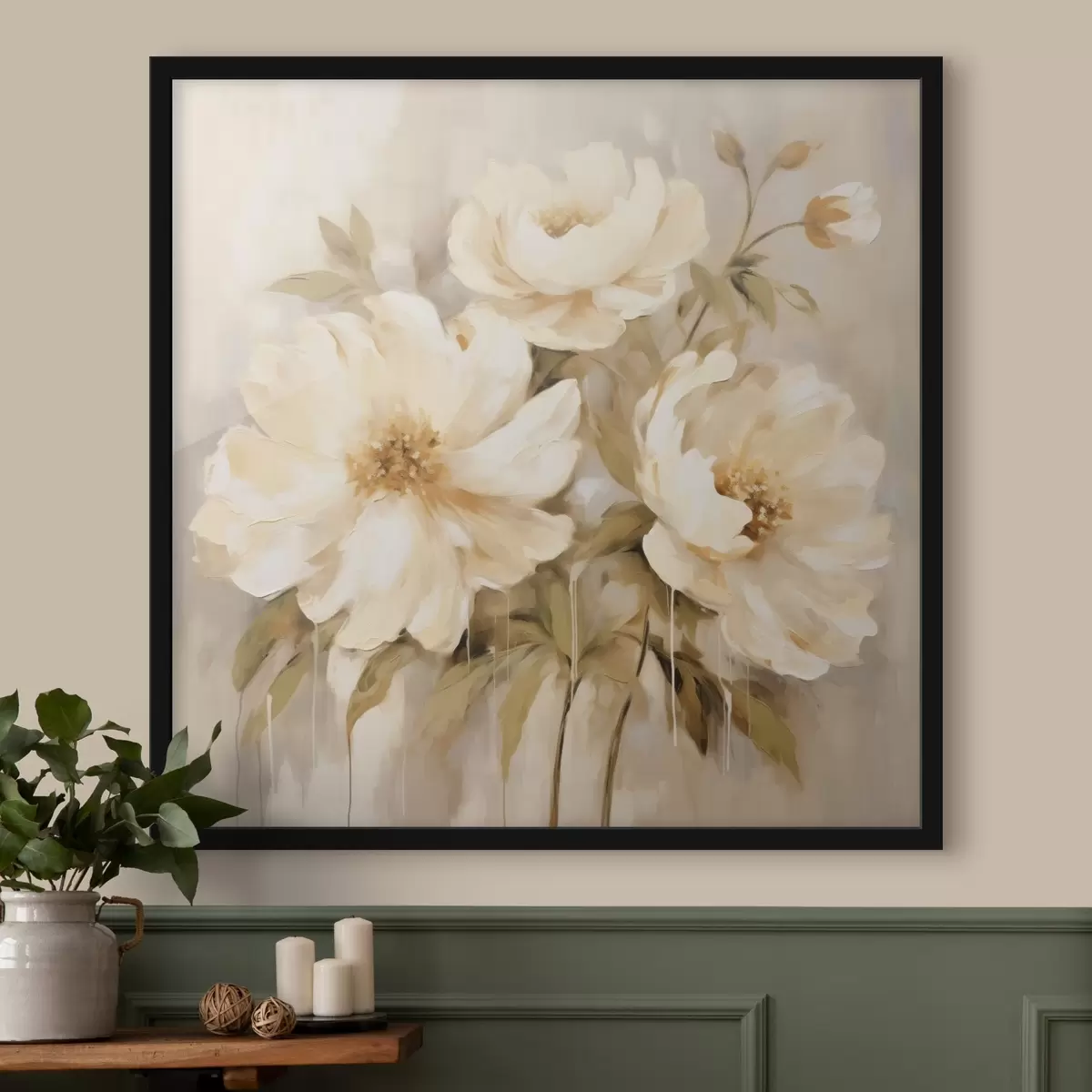 Poster Květinová kompozice s bílými okvětními lístky f44043