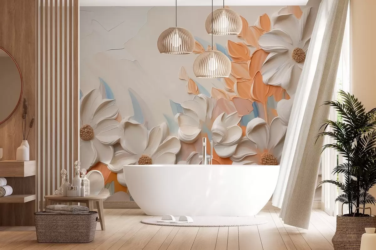 Fototapet Květiny imitace malby w03900