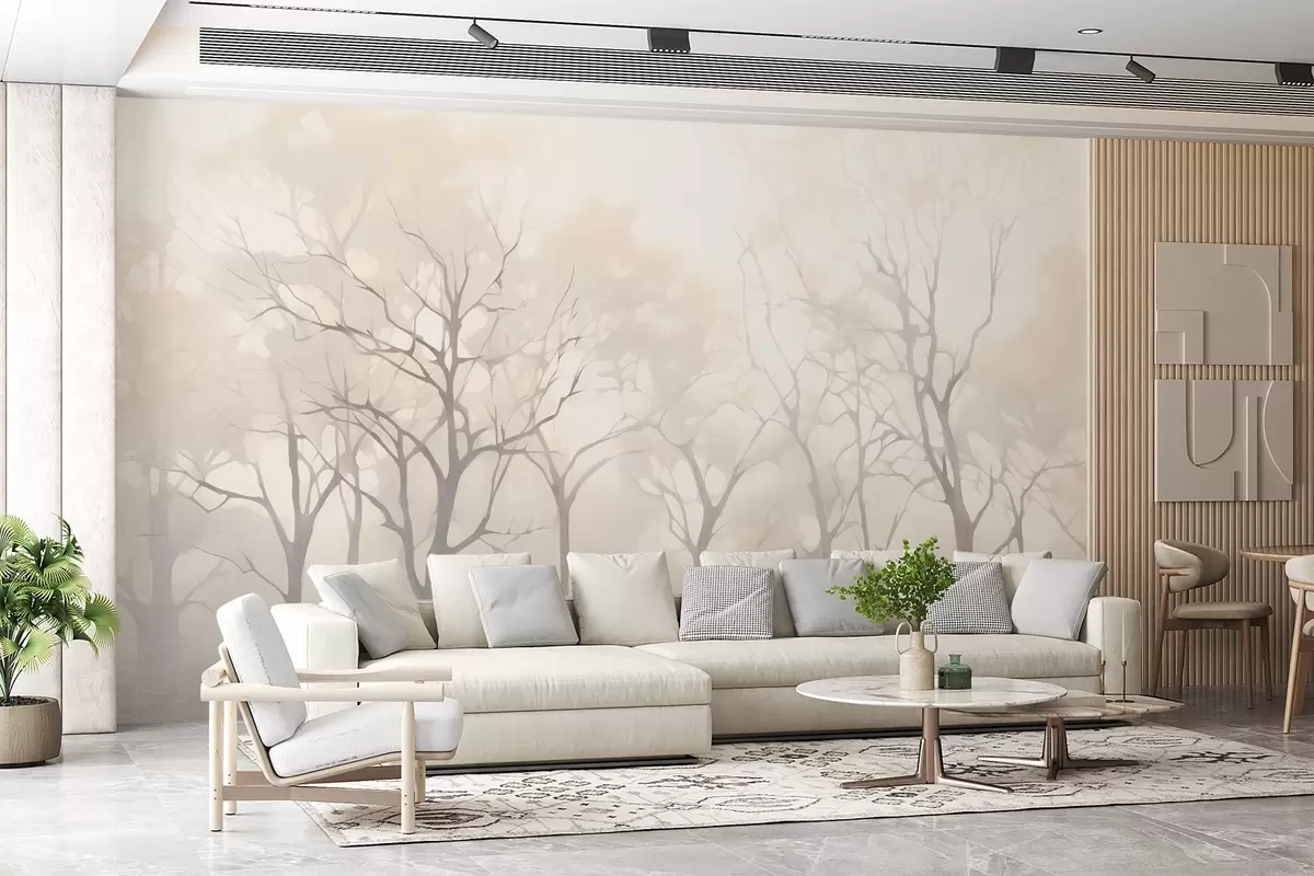 Fototapet Monochromatické vintage stromy v mlze w09065