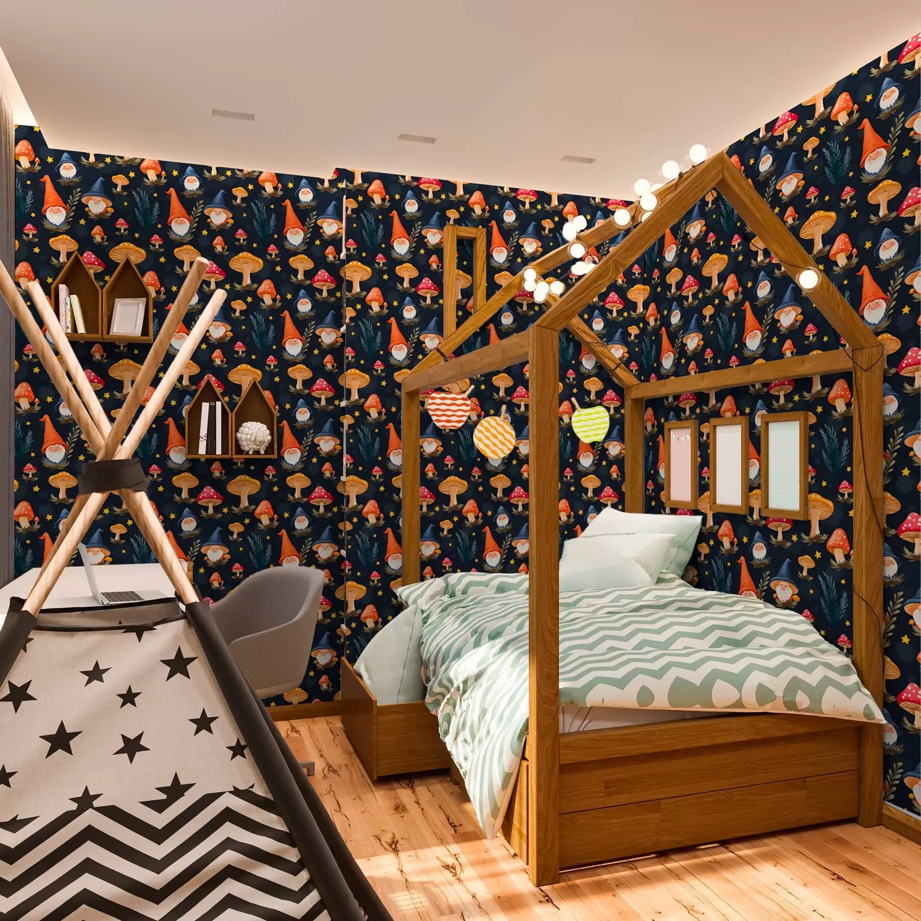 Fototapet Pohádkoví skřítci a hvězdná noc a00077