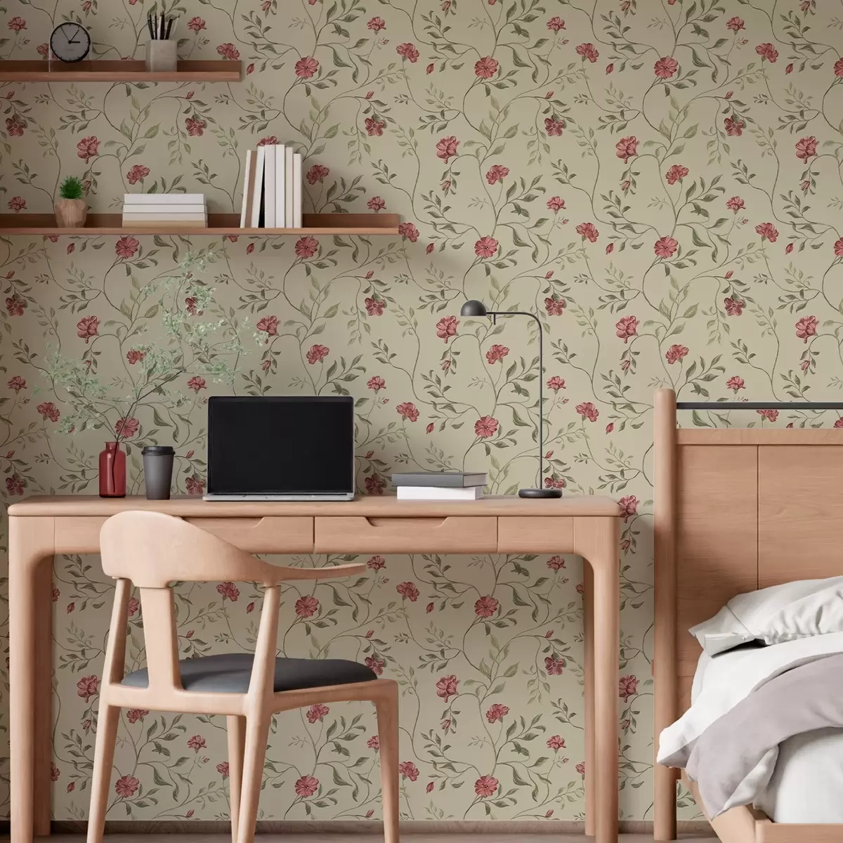 Tapety Květy a červená poupata na světlém pozadí a00114