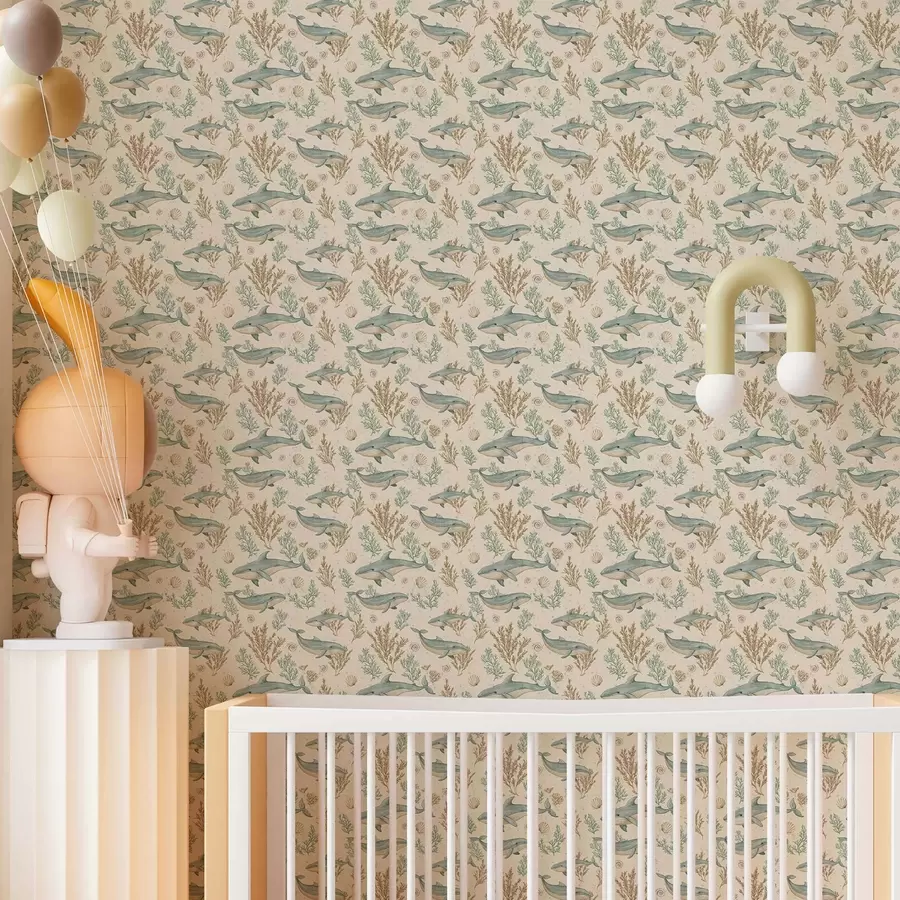 Fototapet Velryby na bílém pozadí a00117