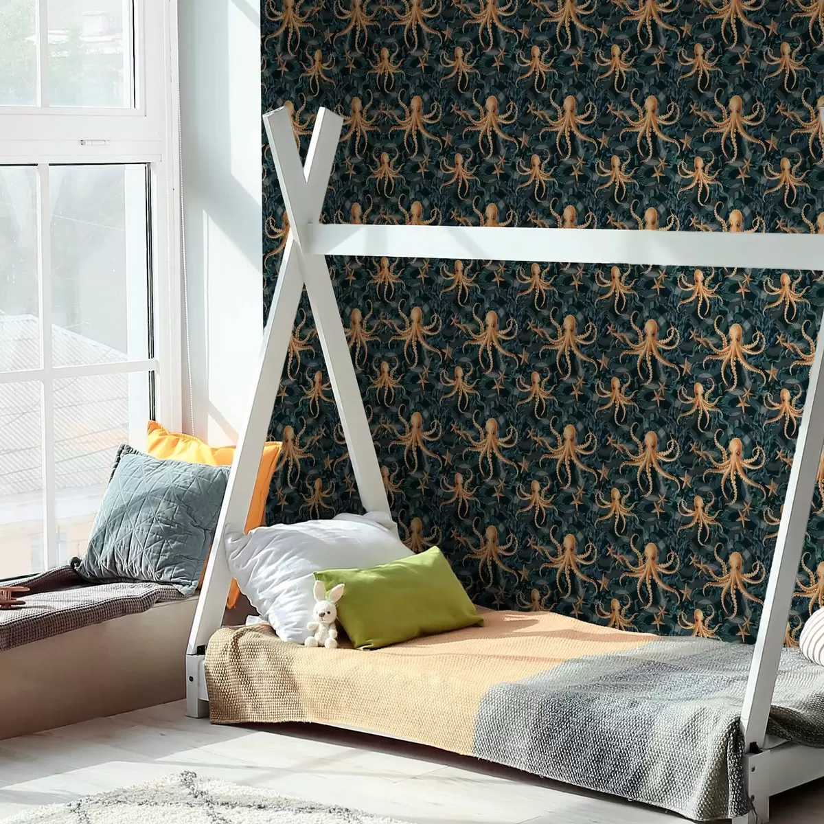 Tapety Chobotnice na tmavě modrém pozadí a00120v1