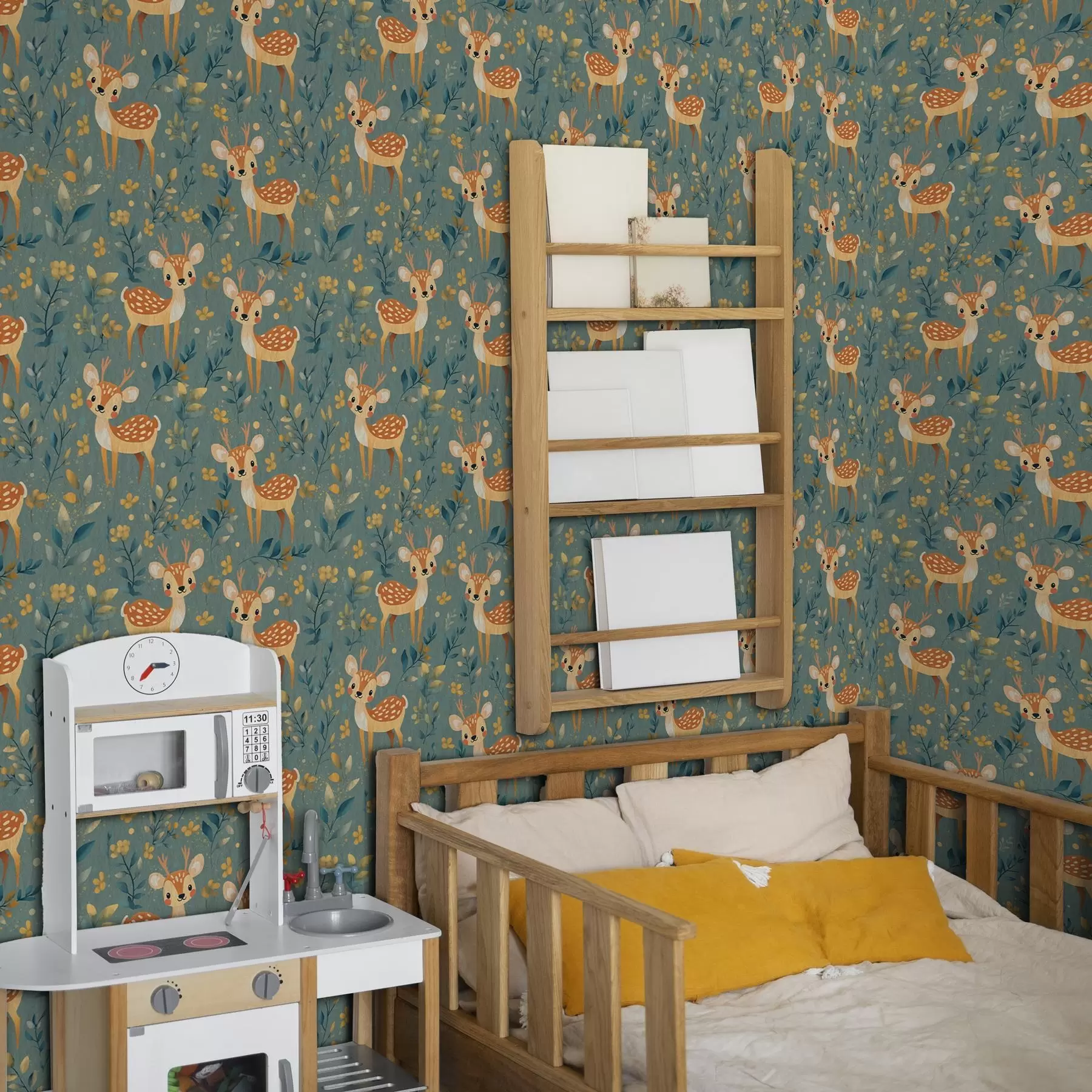 Fototapet Mládě jelena v lese se žlutými listy a00124v1