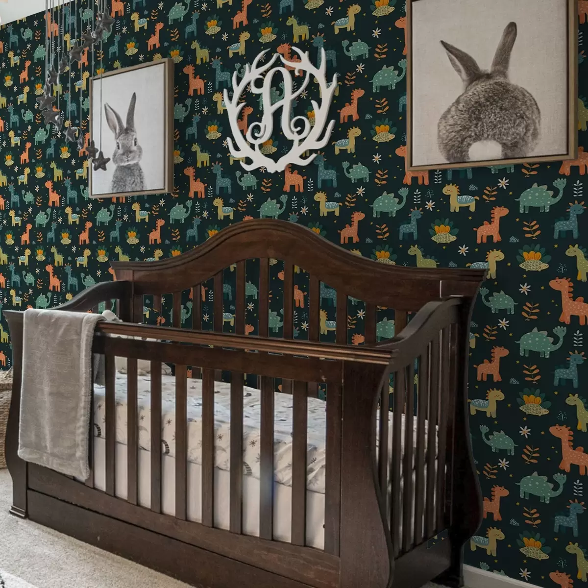 Tapety Zábavní dinosauři v pastelových barvách na tmavém pozadí a00125v2