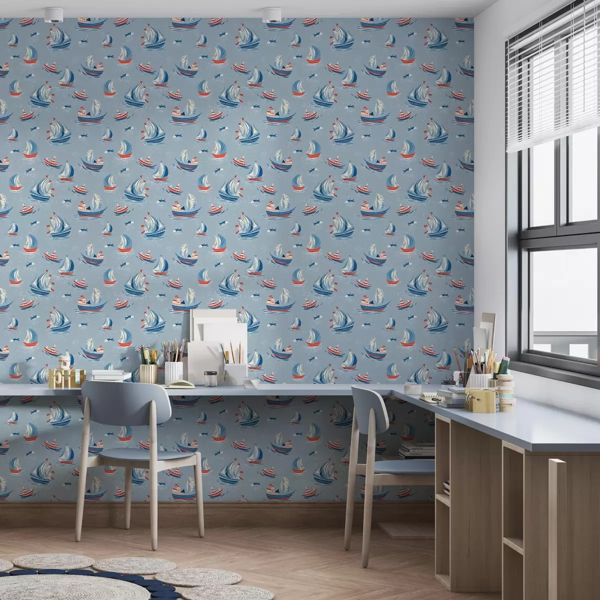 Tapety Lodě na modrém pozadí a00126