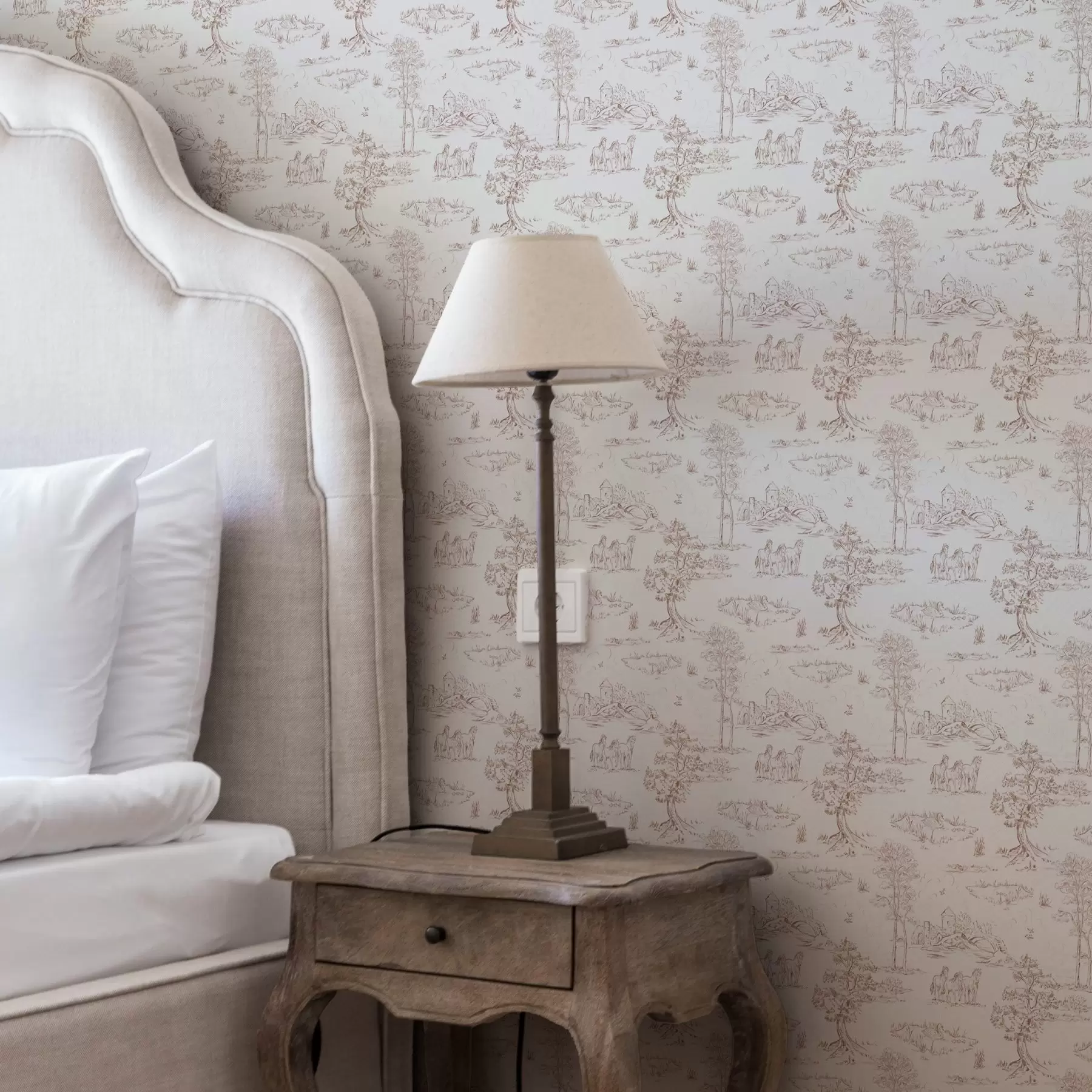 Fototapet Venkovská krajina s hradem a koňmi a00133