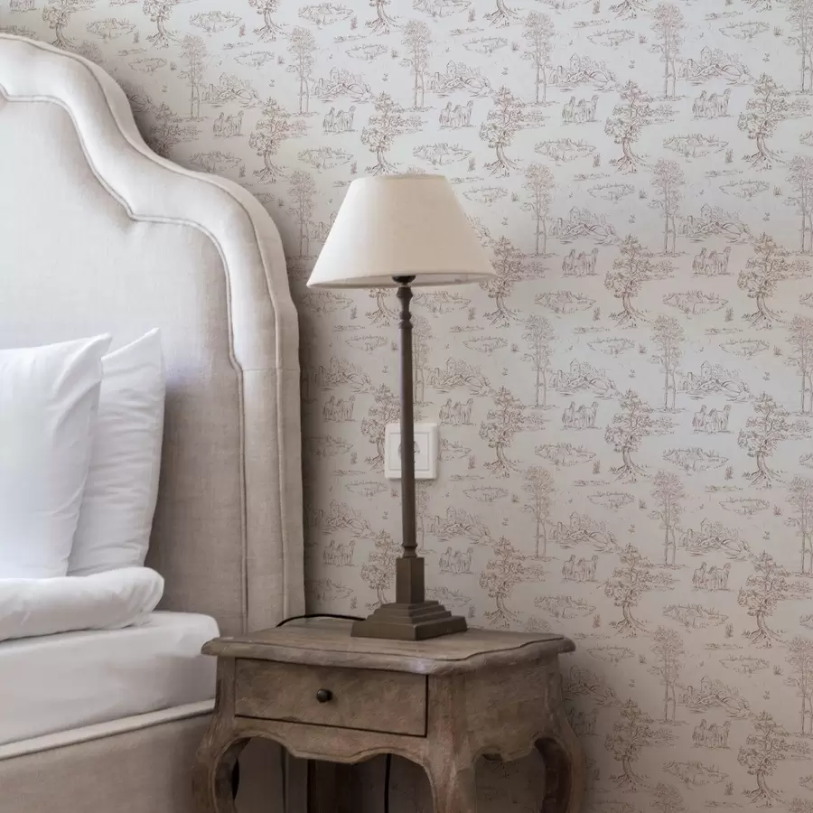 Fototapet Venkovská krajina s hradem a koňmi a00133