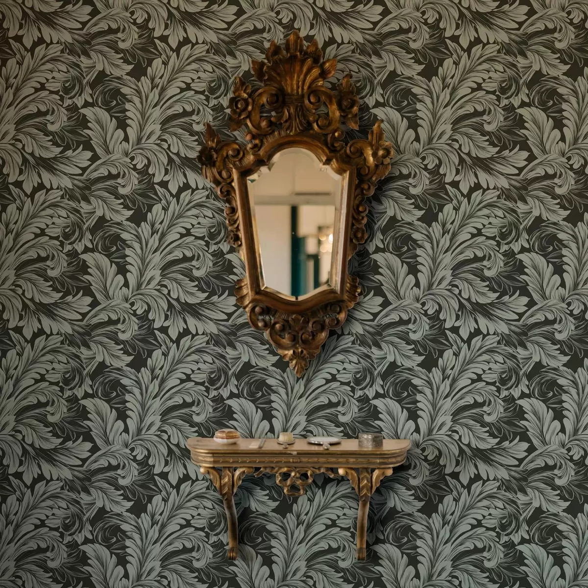 Tapety Tmavě zelené pozadí s mátovými kudrlinkami a00135v4