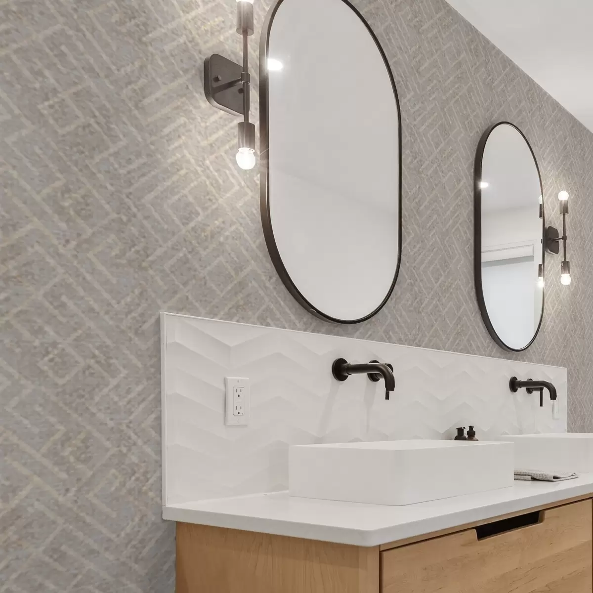 Tapety Retro vzor na šedém a béžovém pozadí a00142