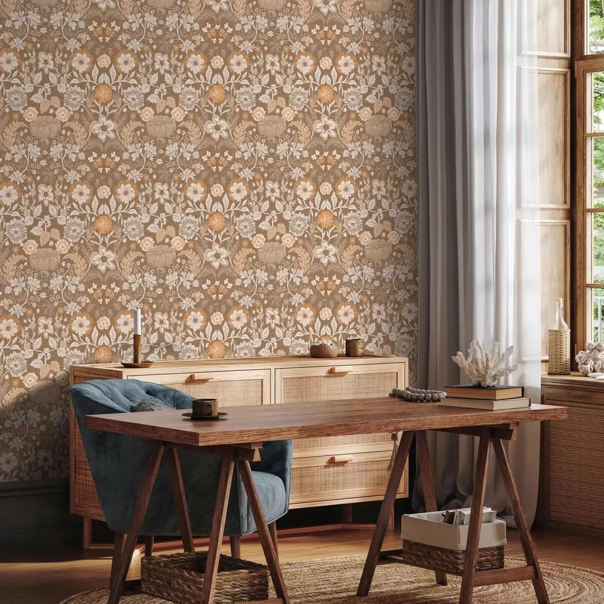 Tapety Terakotová květinová kompozice s ornamentem a00145v1