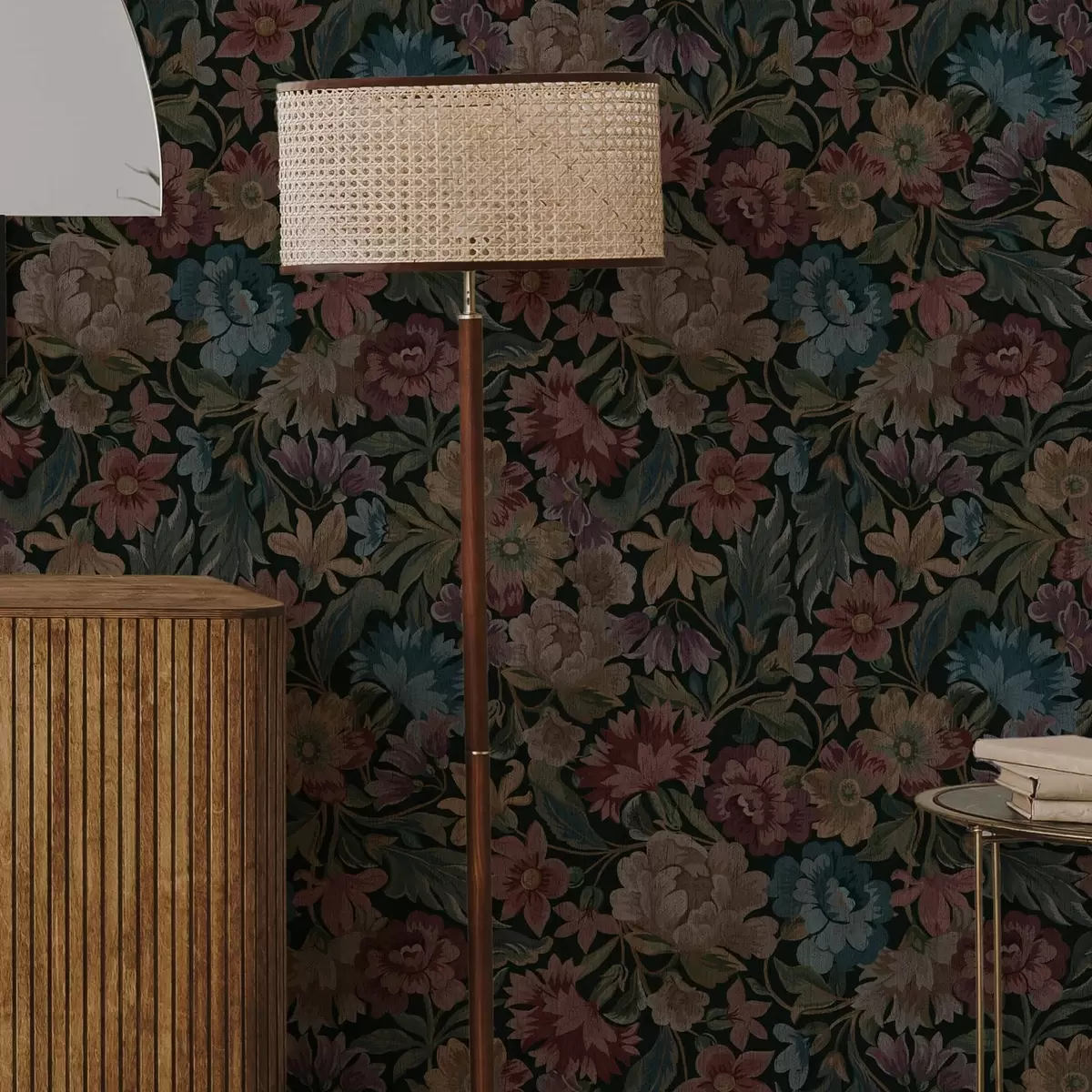 Tapety Textura gobelínu s barevnými květy a00146