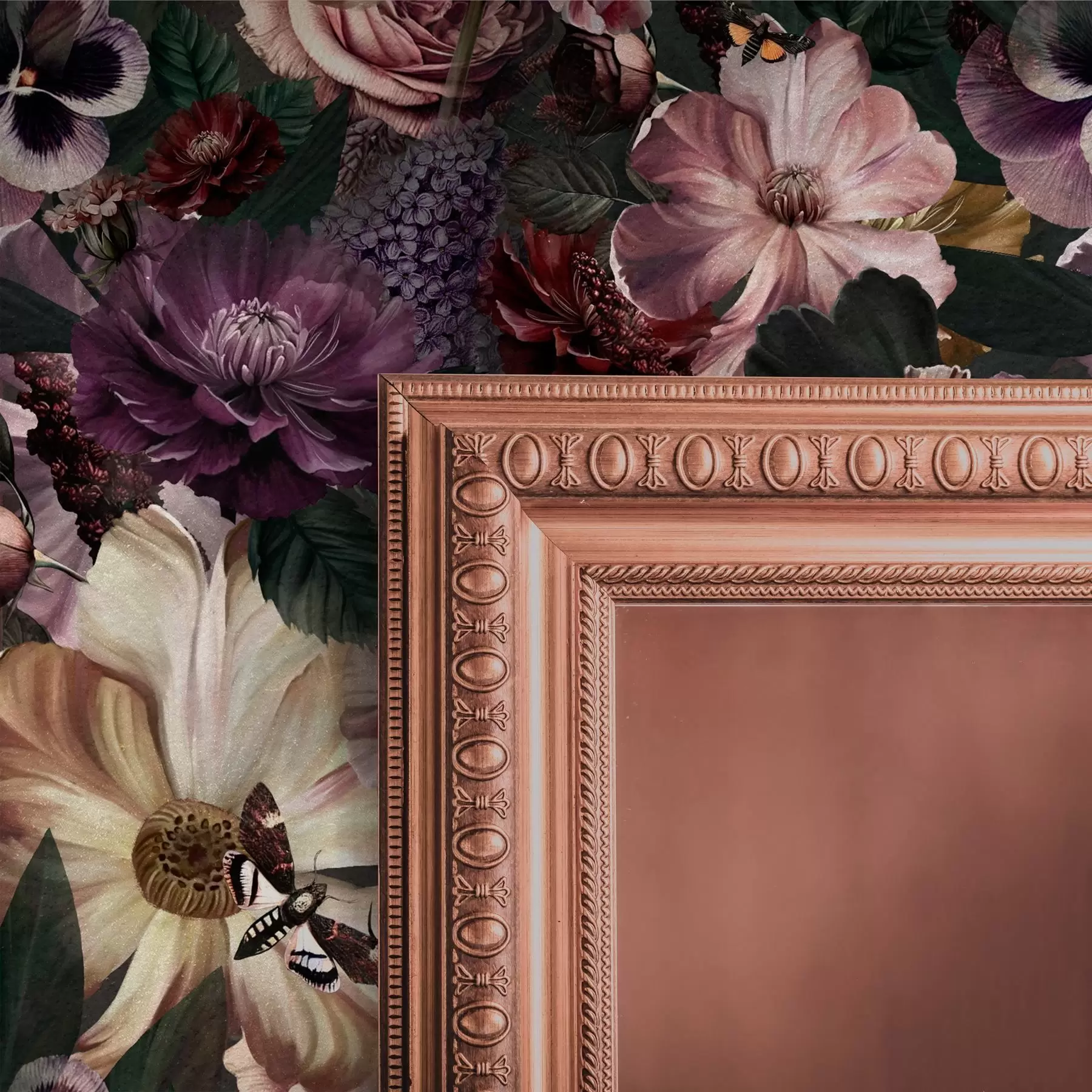 Fototapet Umělecký květinový potisk v tmavých barvách a00147