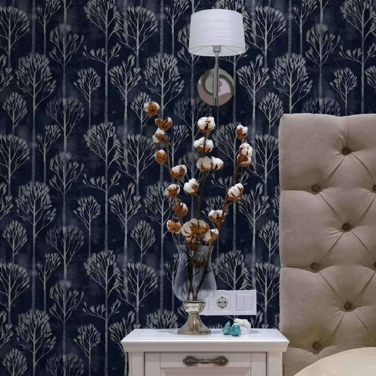 Tapety Botanika s bílými stromy ve skandinávském stylu a00148