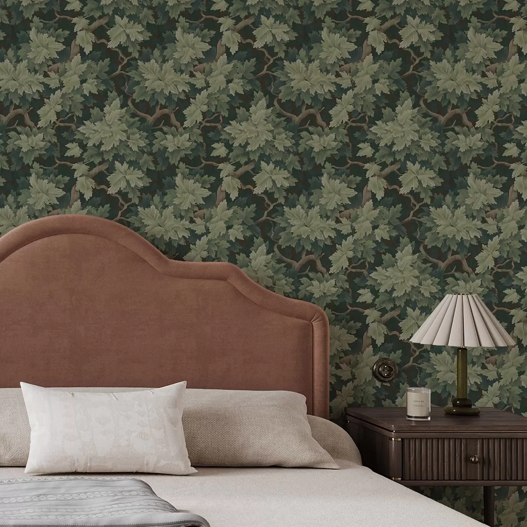 Fototapet Dubové listy na zeleném pozadí a00151