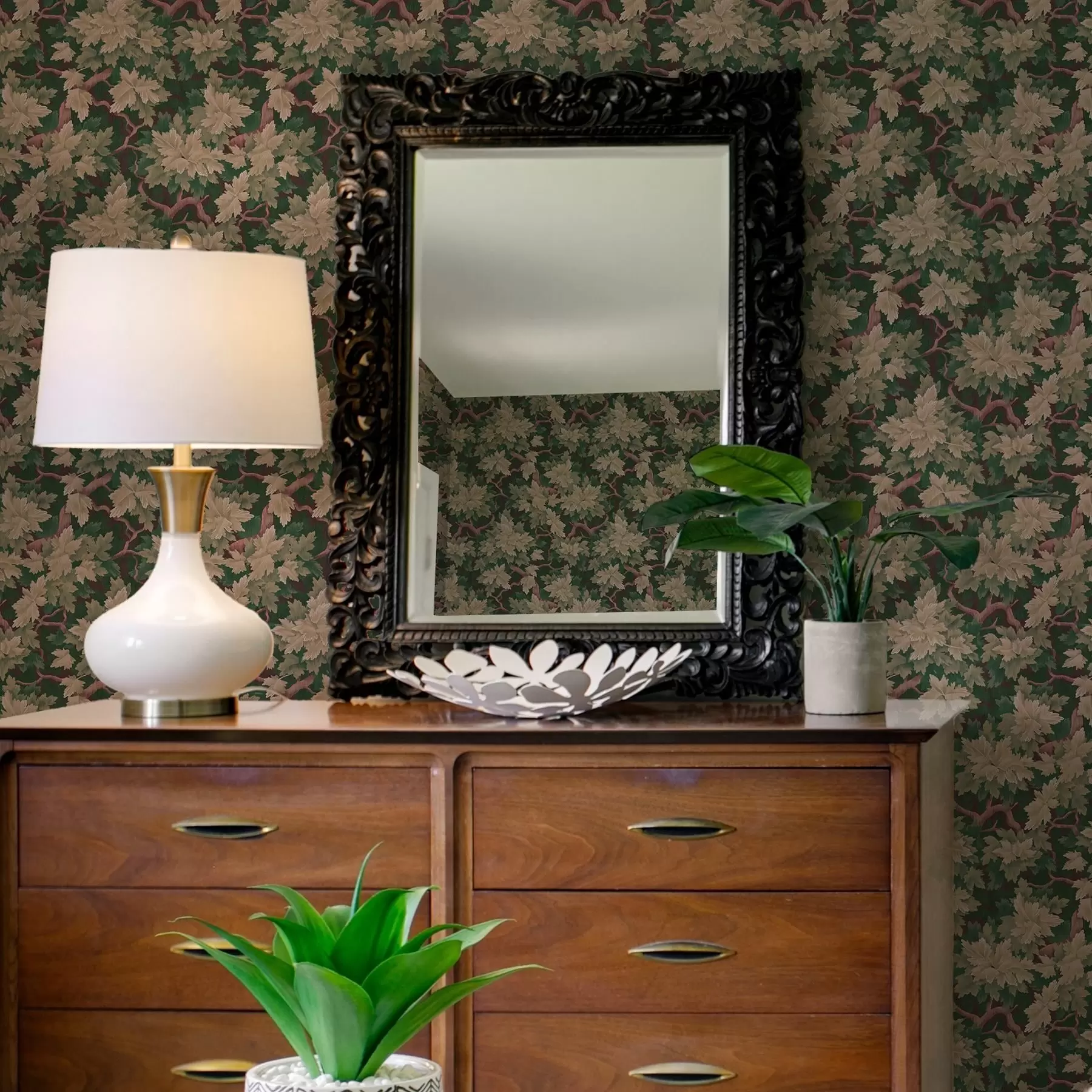 Fototapet Listy v teplé paletě na tmavém pozadí a00151v1