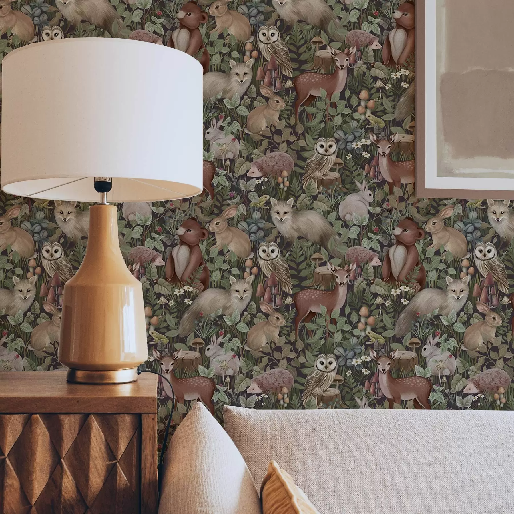 Fototapet Lesní zvířata v pohádkovém stylu a00156