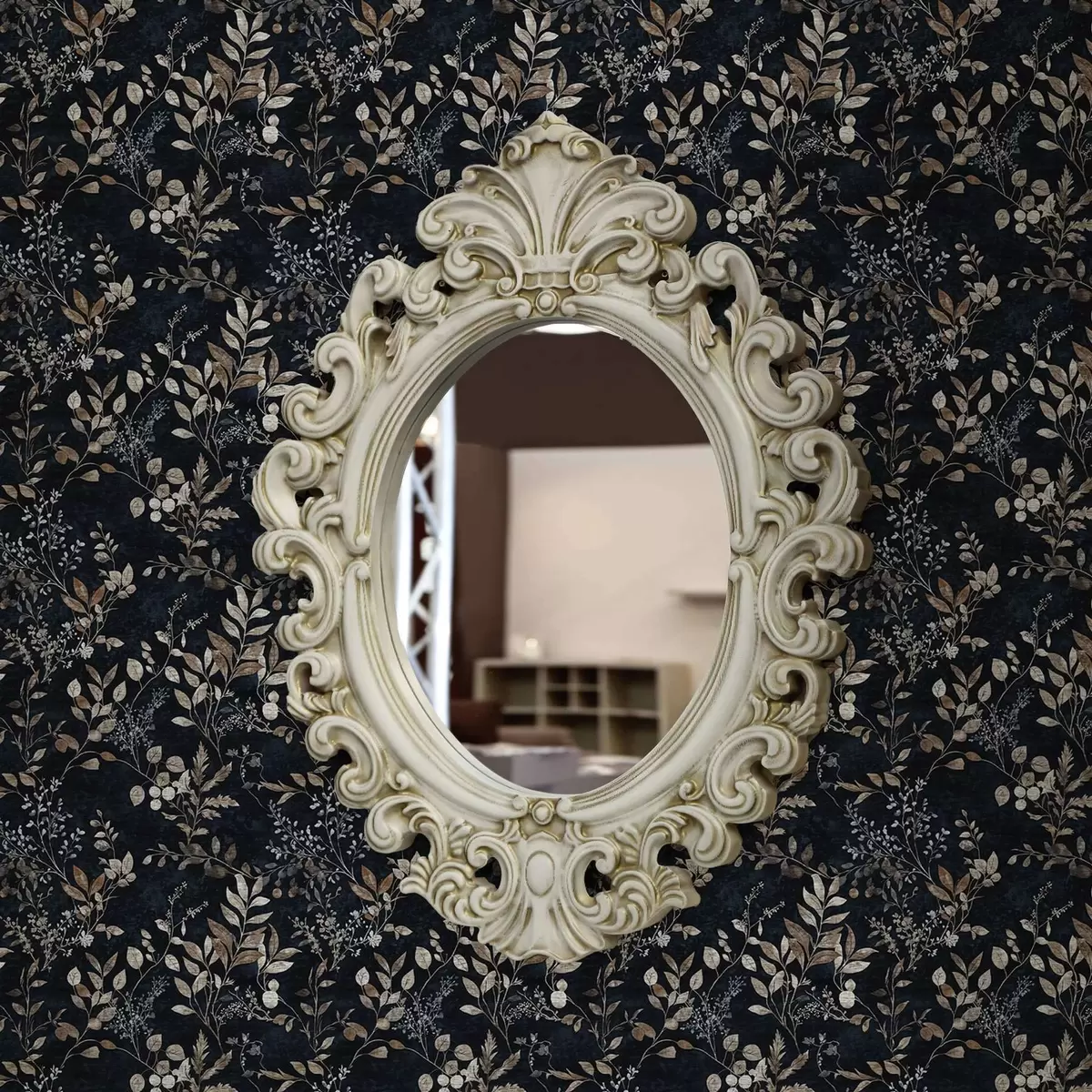 Tapety Klasický květinový potisk ve světlých barvách na tmavém pozadí a00166v2