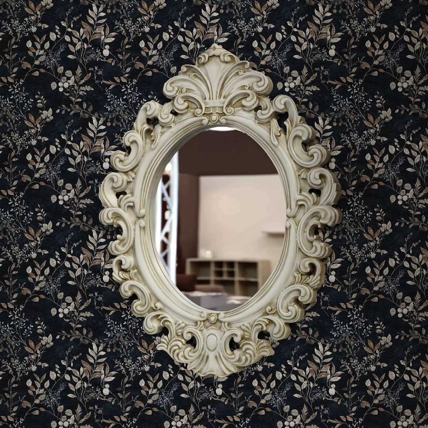 Fototapet Klasický květinový potisk ve světlých barvách na tmavém pozadí a00166v2