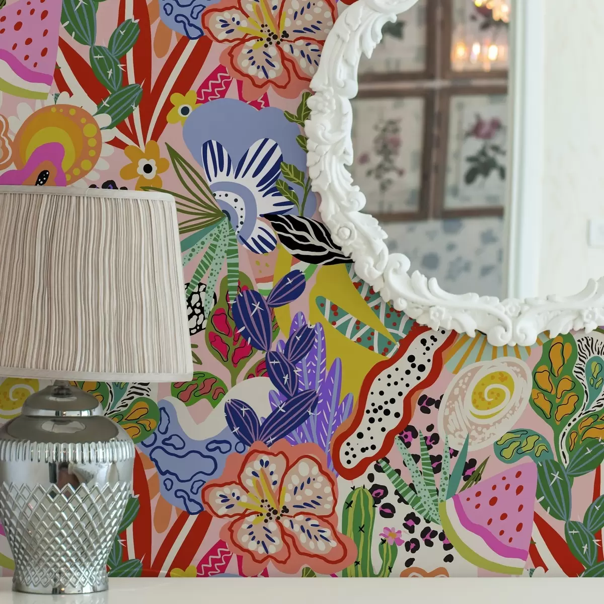 Tapety Abstraktní květinový potisk ve stylu pop art a00167