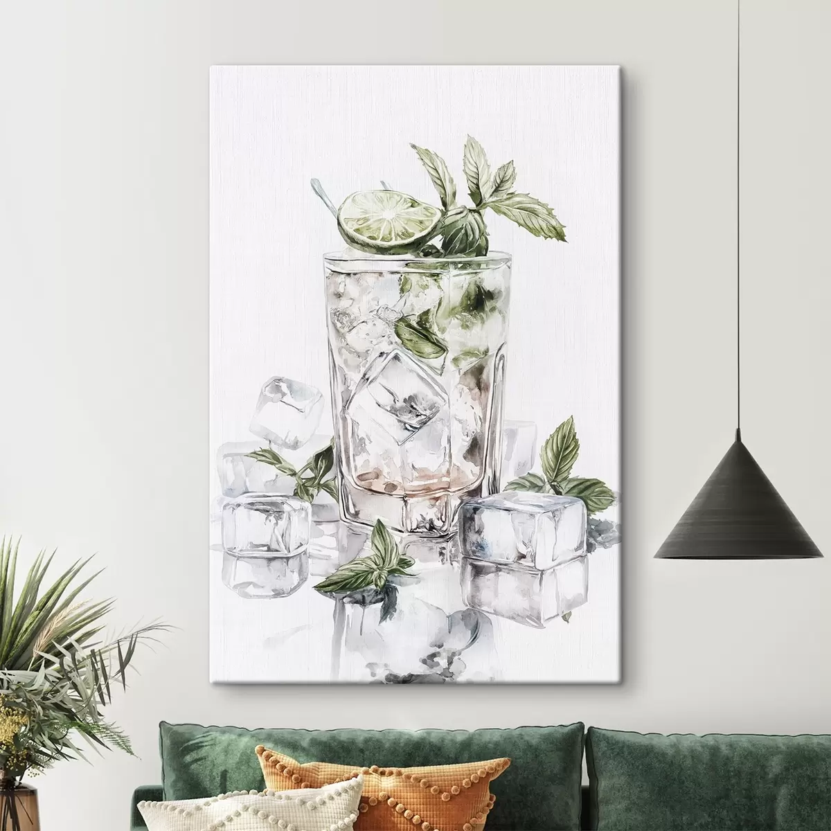 Obraz Koktejl Mojito, nápoje ve stylu akvarelu, máta Č. s44302