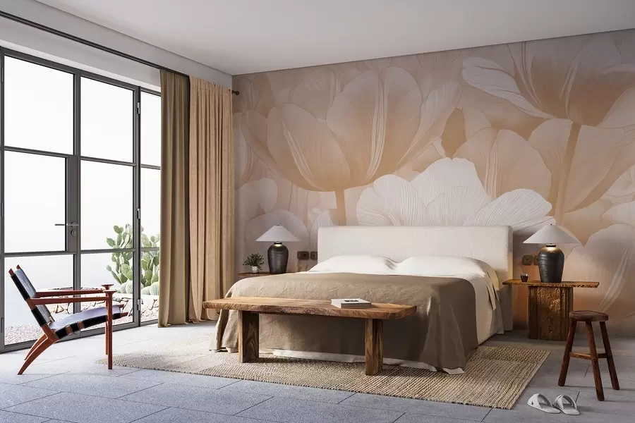 Fototapet Béžové máky ve světlých tónech w09099