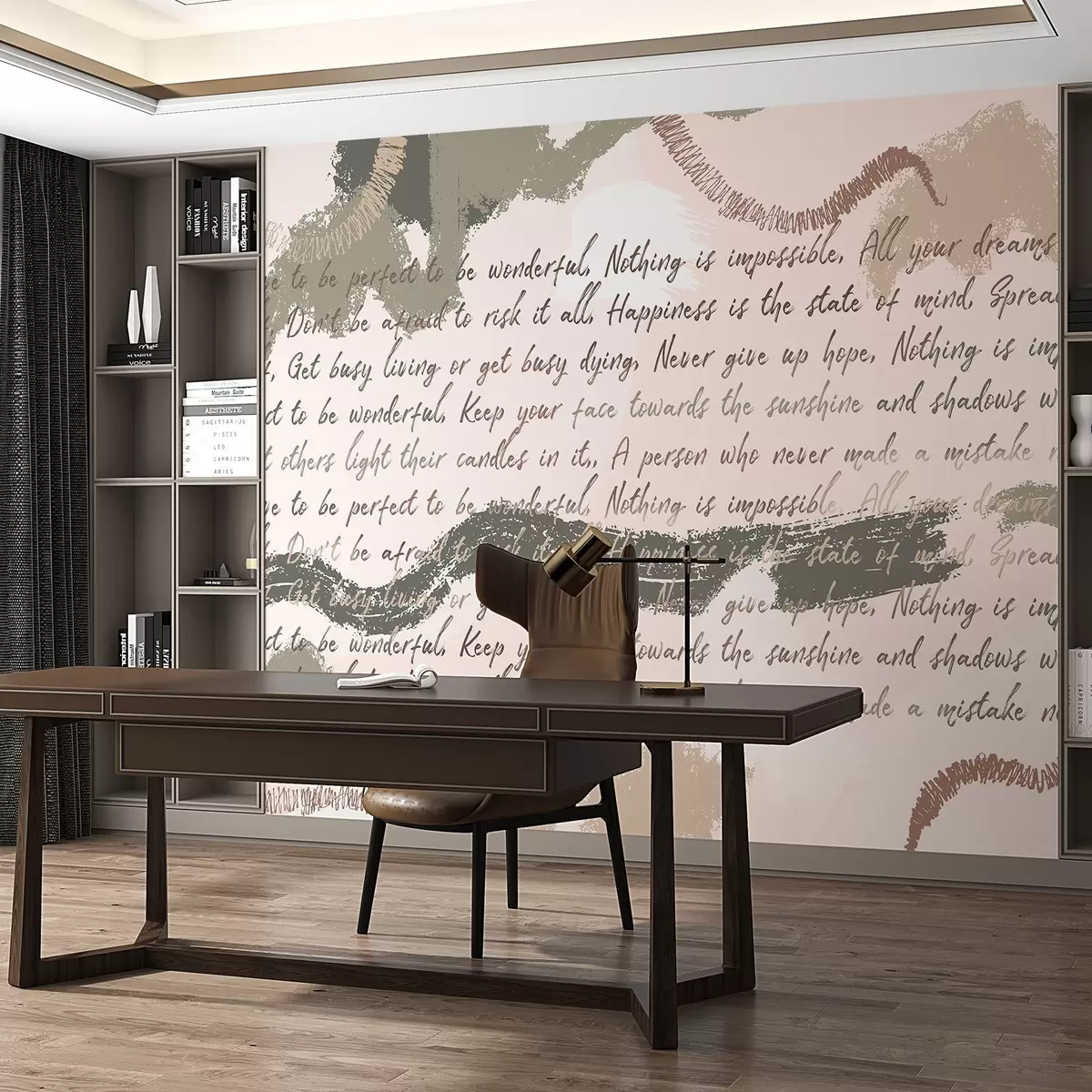 Fototapet Design s inspirativními citáty, abstrakce, přírodní barvy w03909