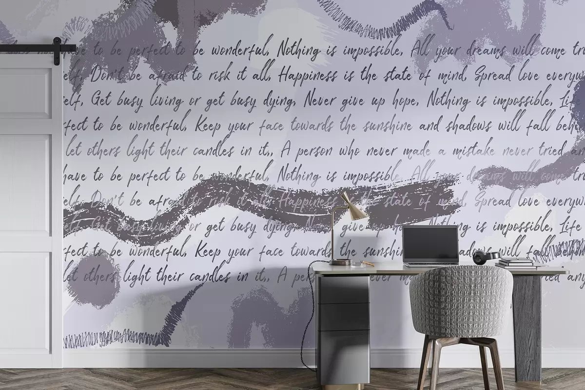 Fototapet Design s inspirativními citáty, abstrakce, fialové barvy w03909v2