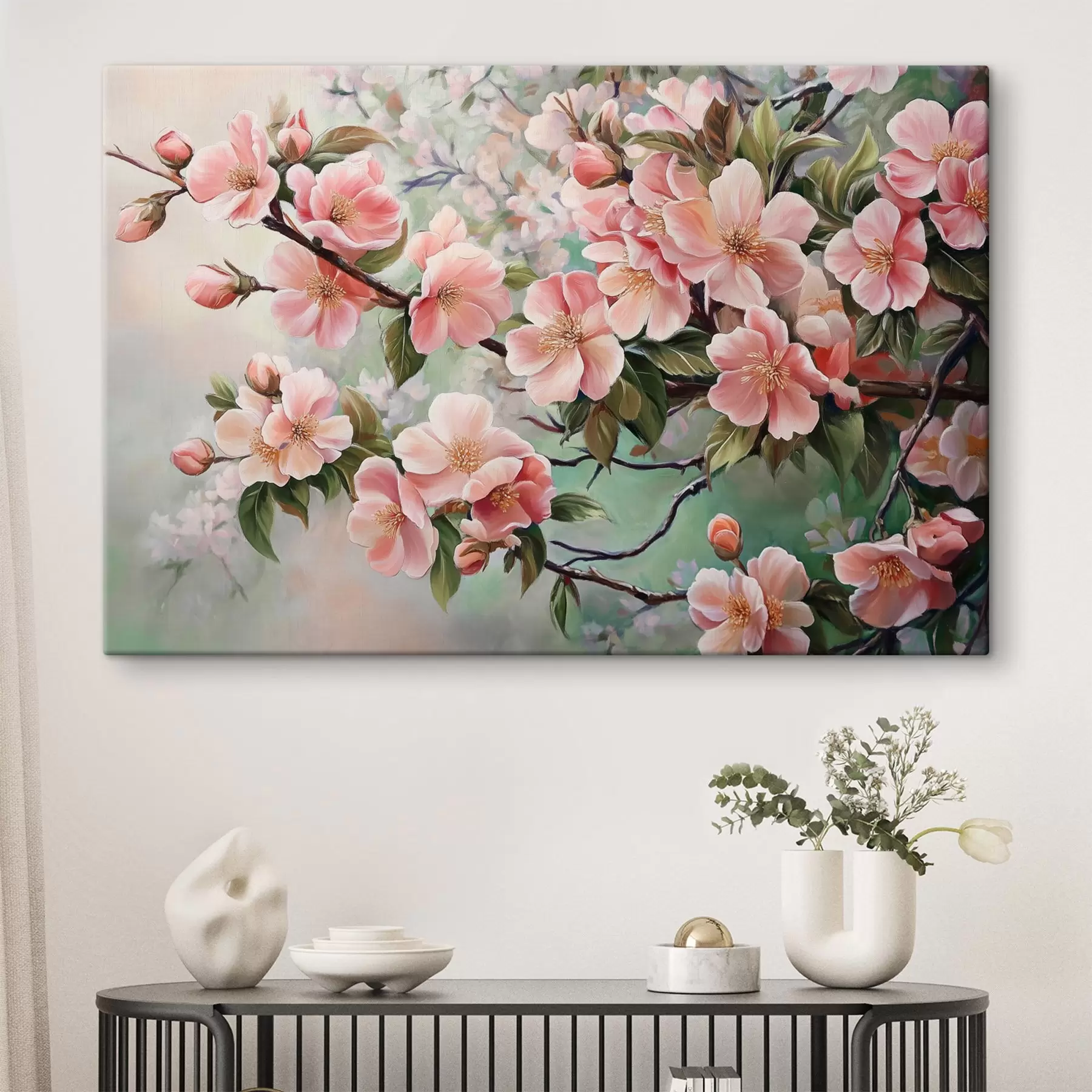 Fototapet Kvetoucí růžové větve stromů s44327