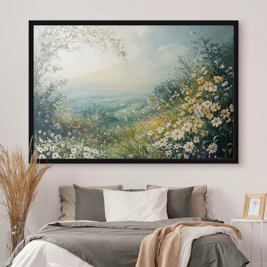 Fototapet Kvetoucí pole v horách f44325