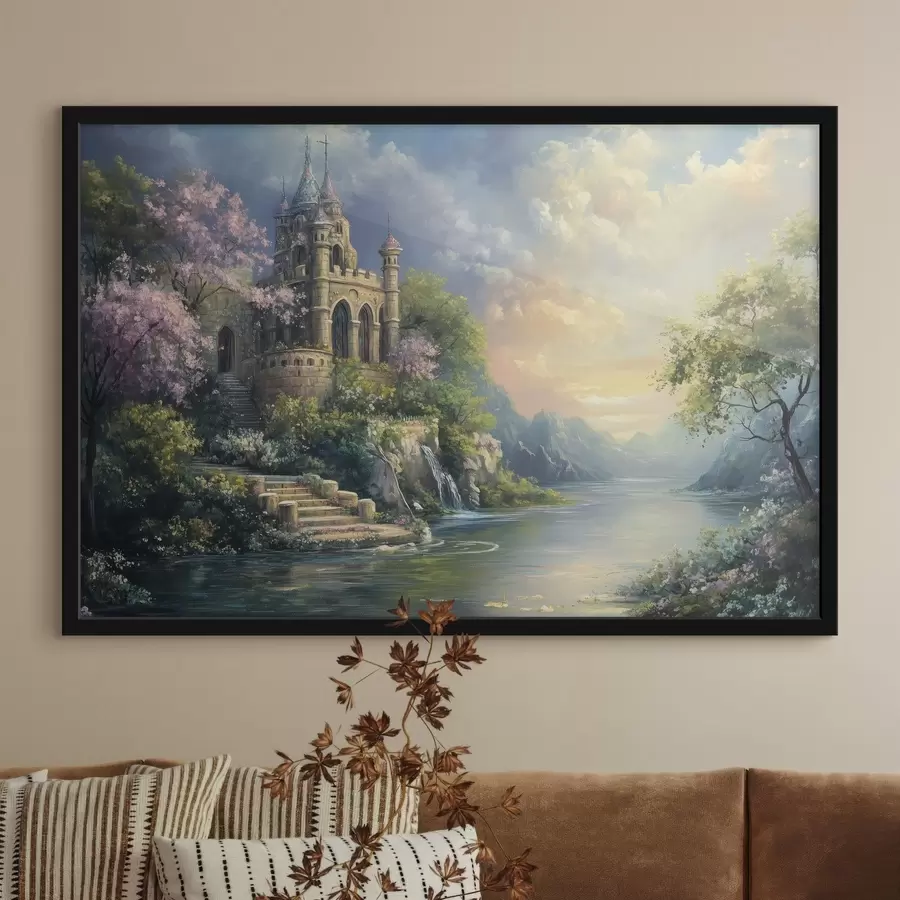 Fototapet Hrad na břehu jezera f44329