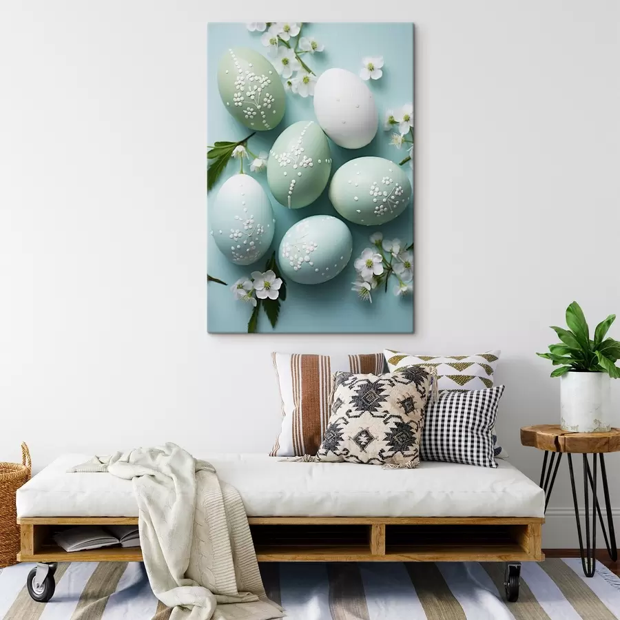 Obraz Zajíček s květinami na jemném béžovém pozadí v akvarelovém stylu Č. s44386