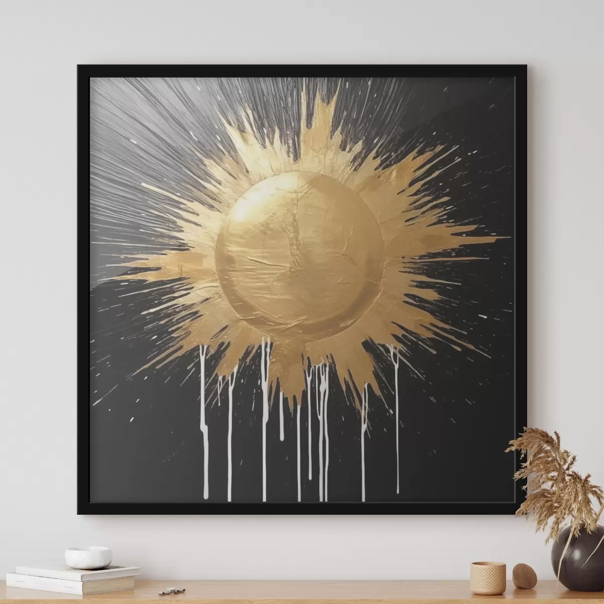 Poster Abstraktní žluté slunce f44281