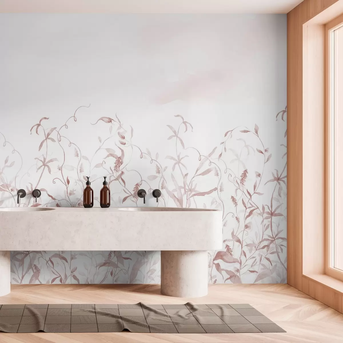 Fototapet Vegetace imitující strukturovaný akvarel, odstíny červené barvy w03928