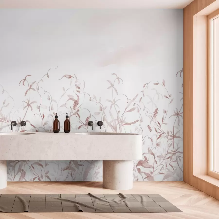 Fototapet Vegetace imitující strukturovaný akvarel, odstíny červené barvy w03928