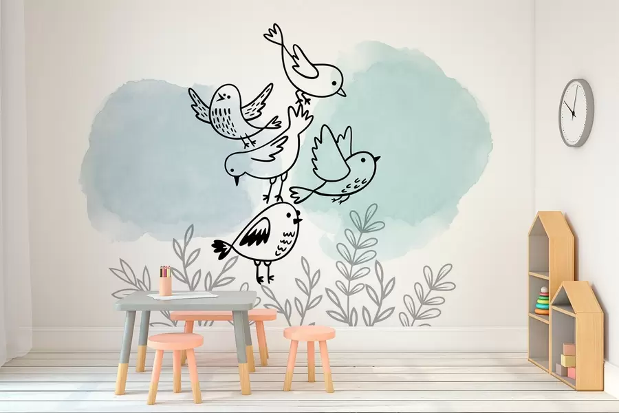 Fototapet Ptáci mezi větvemi w03950v1