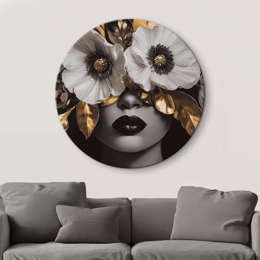 Obraz Poloabstraktní portrét ženy s květinami Č. r44365