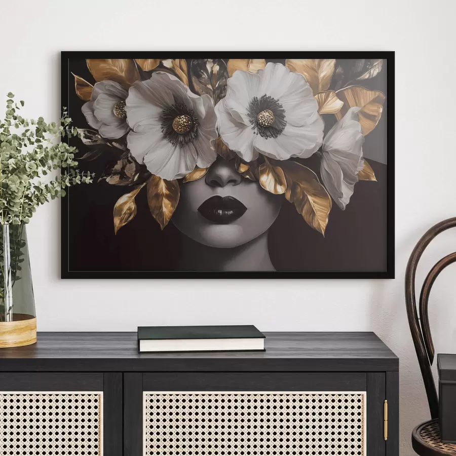 Fototapet Poloabstraktní portrét ženy s květinami f44365