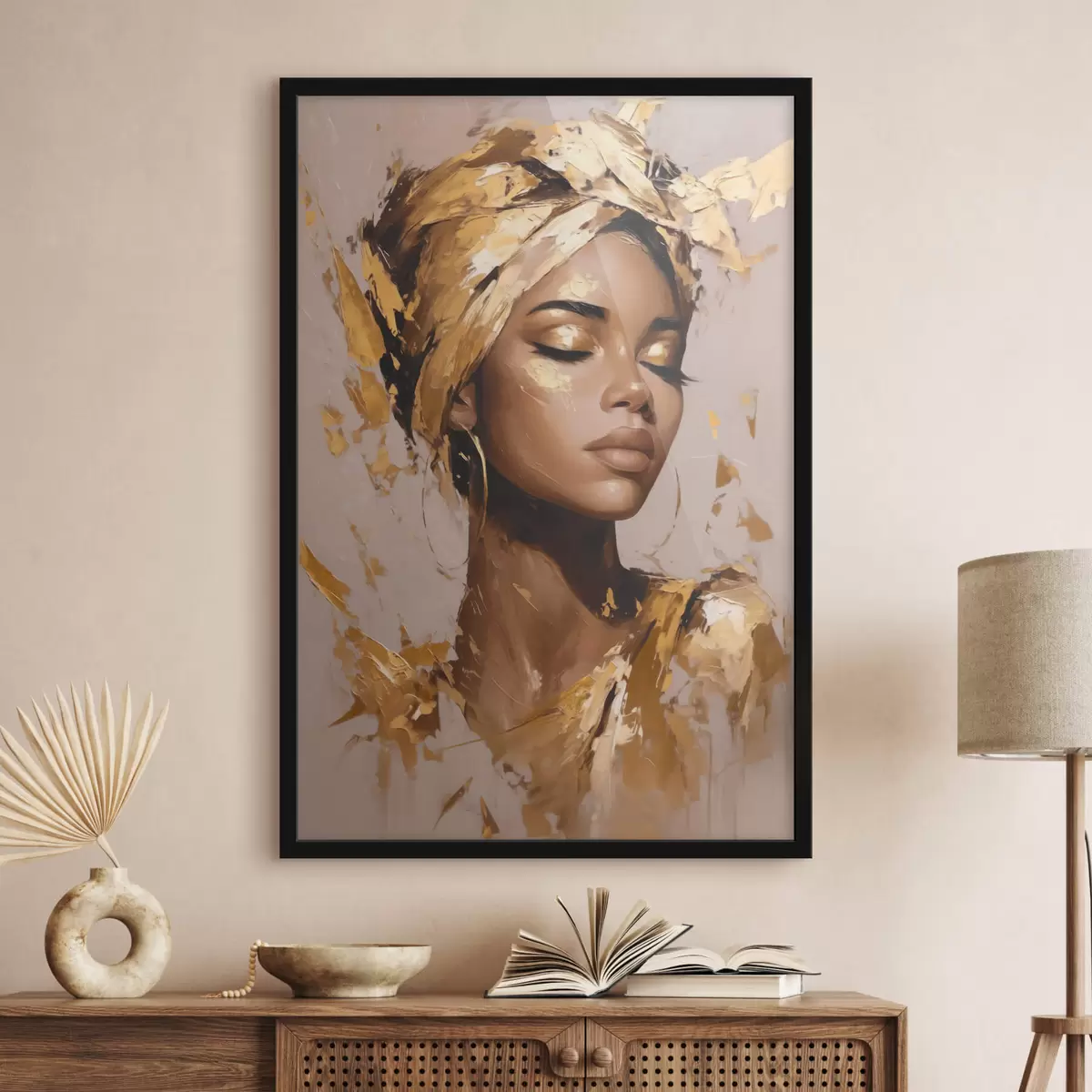 Poster Krásná elegantní žena se šátkem na hlavě f44368