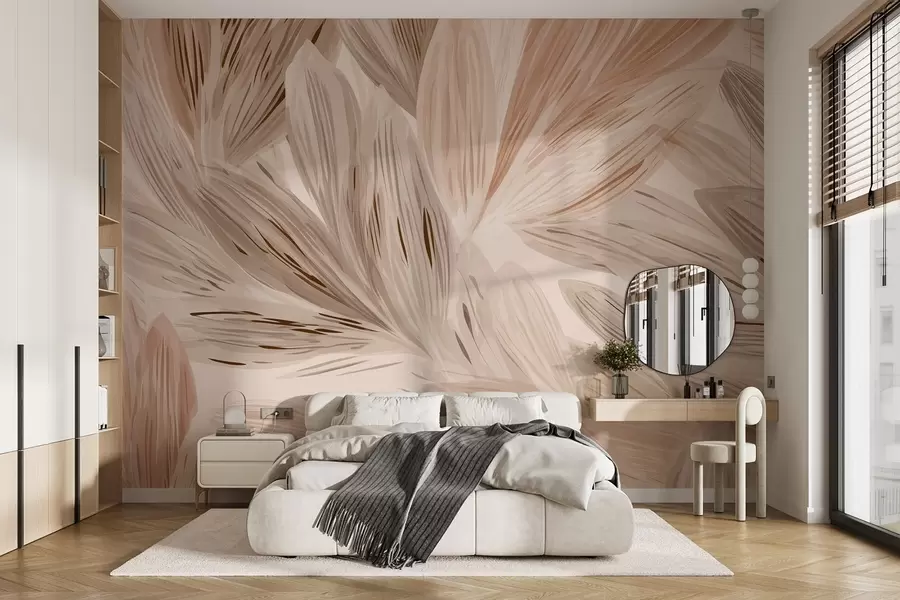 Fototapet Béžové rostliny, lehká abstrakce ve stylu akvarelu w09127