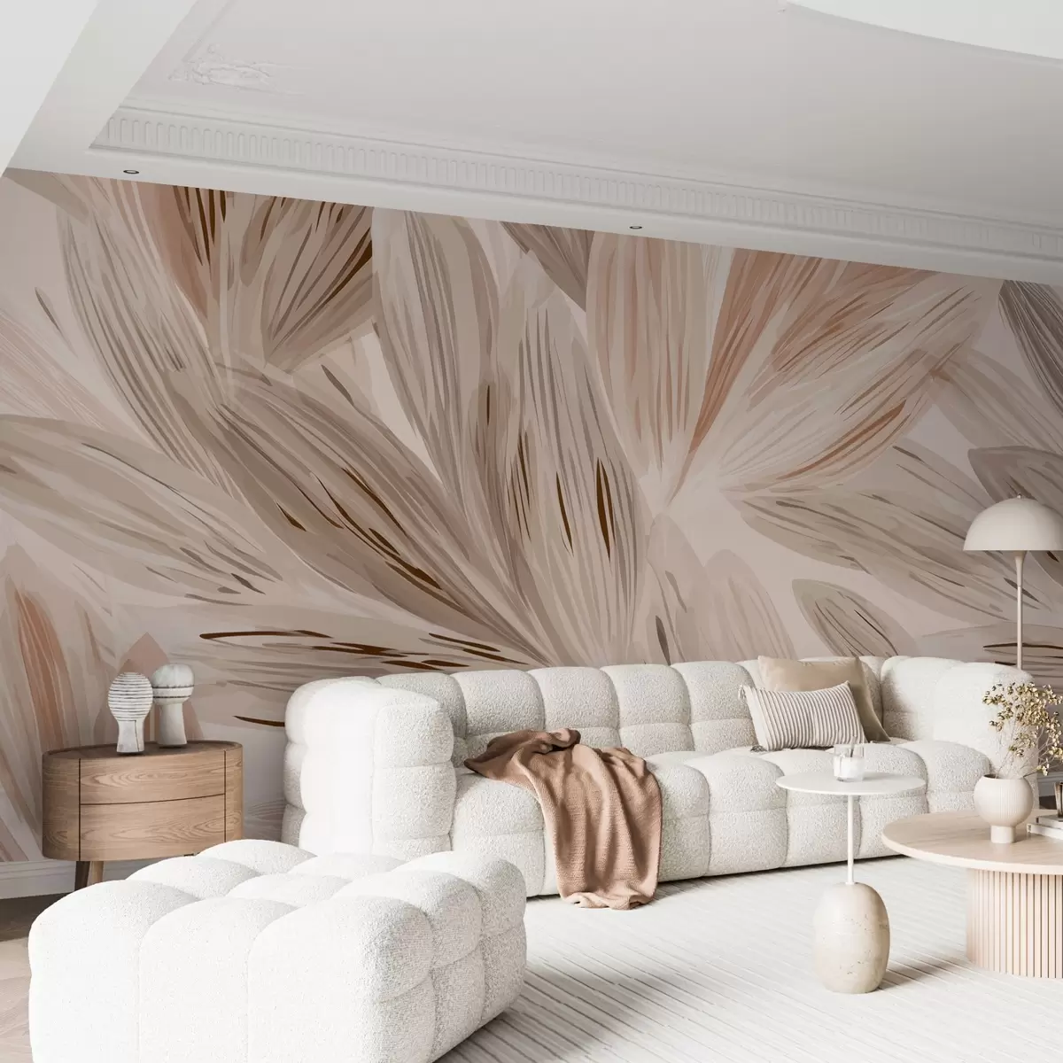 Fototapet Béžové rostliny, lehká abstrakce ve stylu akvarelu w09127