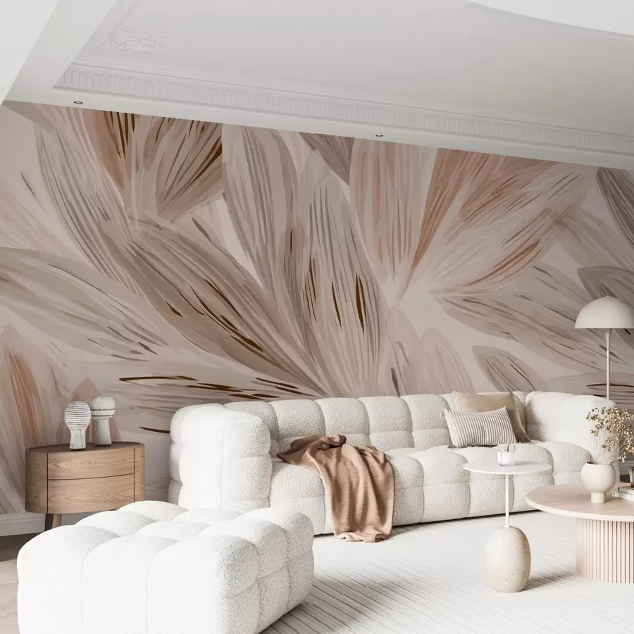 Fototapet Béžové rostliny, lehká abstrakce ve stylu akvarelu w09127